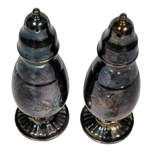 Vintage Oneida Salt & Pepper Shakers Ornate Retro Silver Plated Kitchen decor - Picture 4 of 16